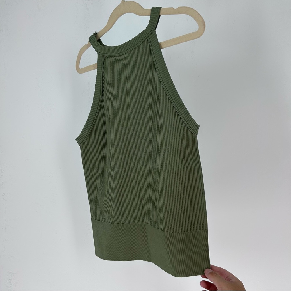 Happiness Runs Tank Longline Sage Green Ribbed Tank Top size medium/Large